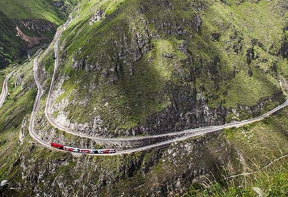 Aerial view of the Alausí train