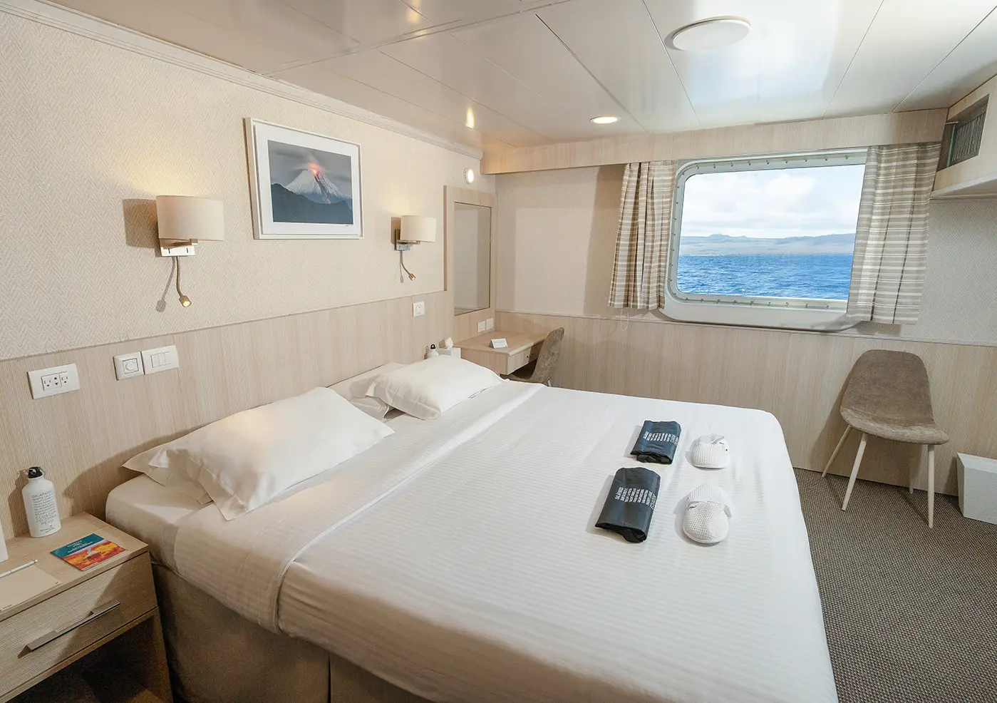 Isabela II Owner's Cabin Details Owner's cabin details with warm decor on the Isabela II yacht