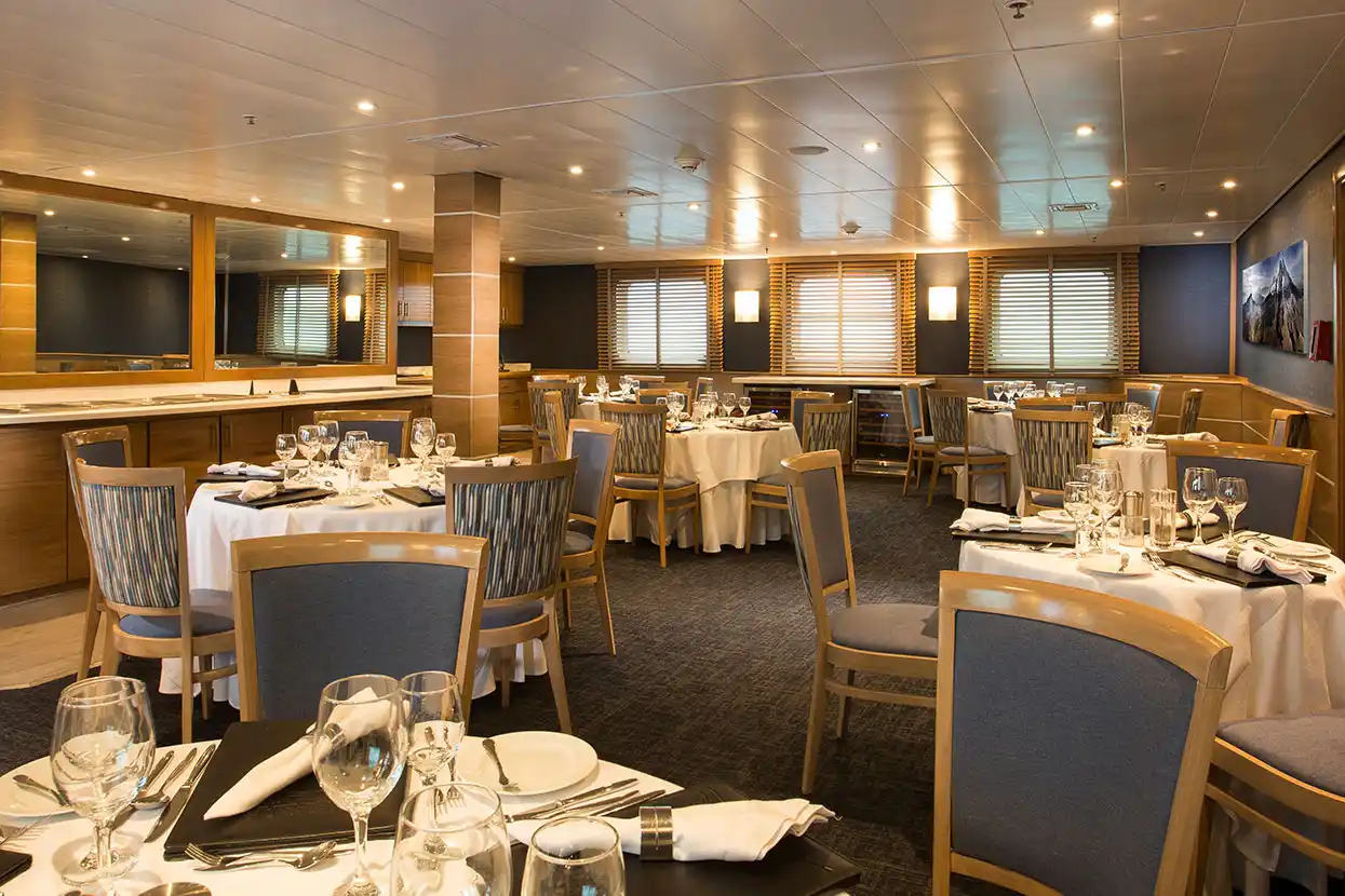 Isabela II Yacht Restaurant Restaurant area on the Isabela II luxury yacht with ocean views