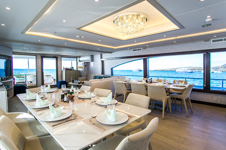Grand Majestic Dining Area Elegant dining area on Grand Majestic yacht
