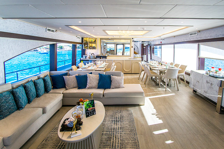 Grand Majestic Social Lounge Social lounge area on Grand Majestic yacht