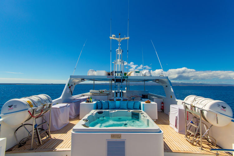 Grand Majestic Sundeck Lounge Sun deck area with lounge chairs on Grand Majestic yacht