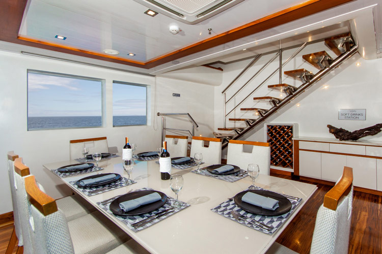 Infinity Cruise Dining Area Stylish dining area with ocean views on Infinity luxury cruise