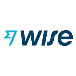 Wise logo: blue wordmark with a teal geometric symbol on a white background